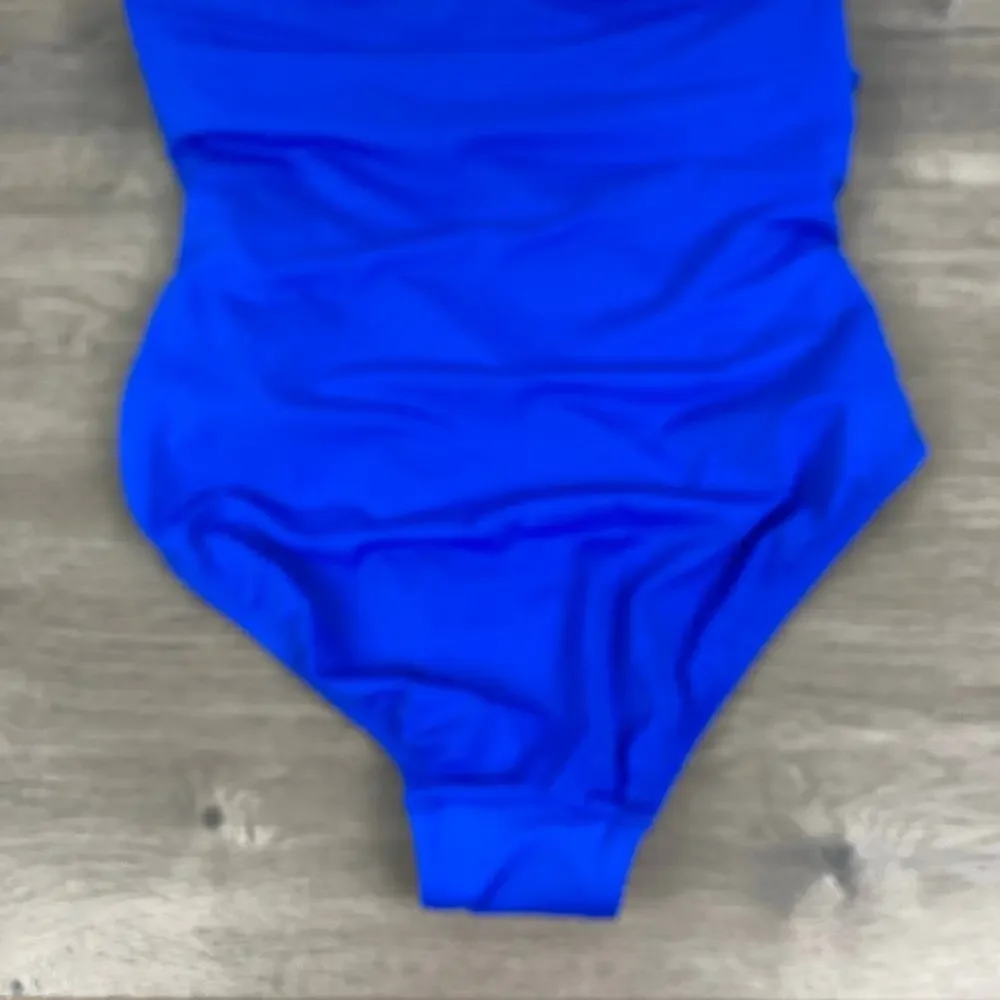 Swimsuits For All Blue Ruched Neck Tie One Piece Swimsuit Sz.14 NWT